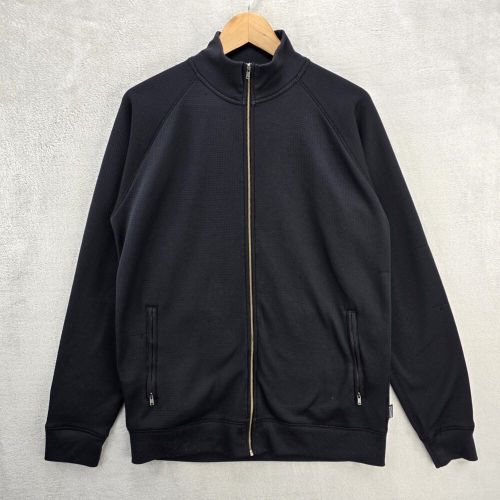 Vintage Stussy Track Jacket Mens Large Black Full Zip Seersucker Y2K Streetwear